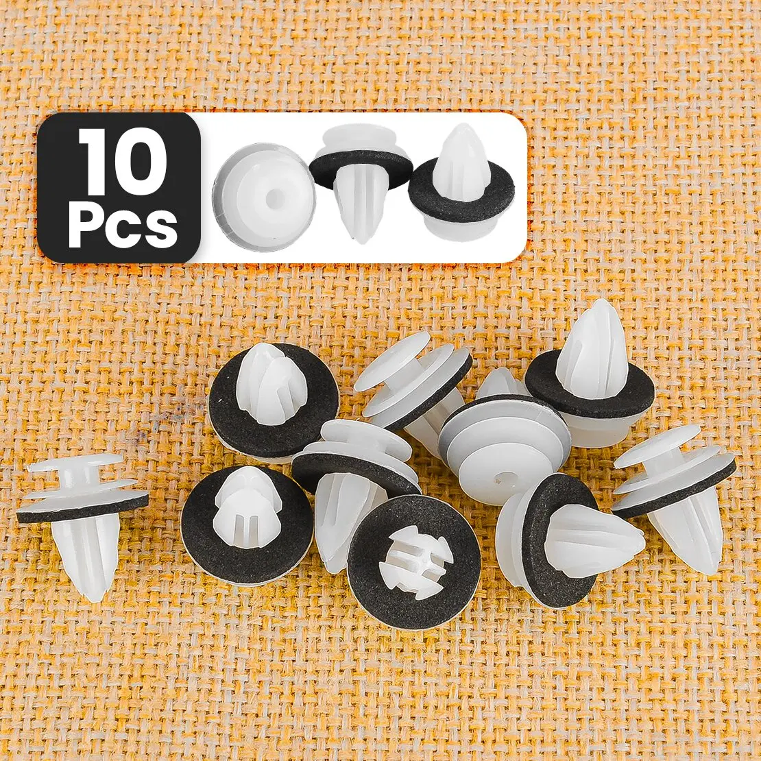 10pcs White 9mm Door Panel Moulding Trim Retainer Clip With Sealer Fit For Toyota