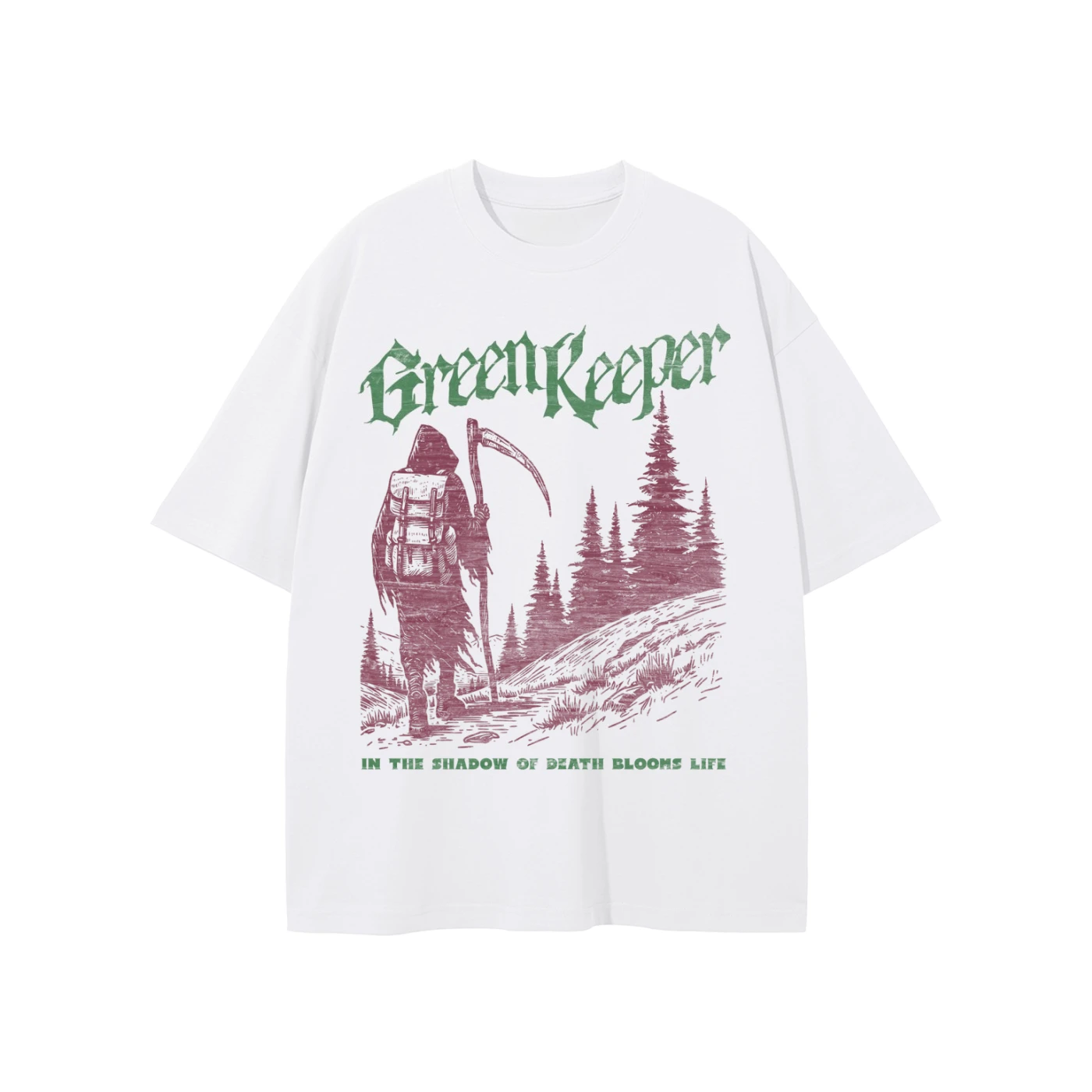 Green Keeper Grim Reaper Trendy Art Style Summer Casual T-Shirt Men's and Women's Luxury Brand