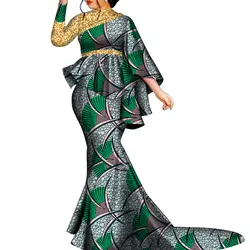 Afrikanische Kleidung für Frauen, Bazin Riche, floral bedruckt, 2-teiliges Set, unregelmäßiges Oberteil mit Fledermausärmeln und lange Röcke, Party-Outfits für Damen