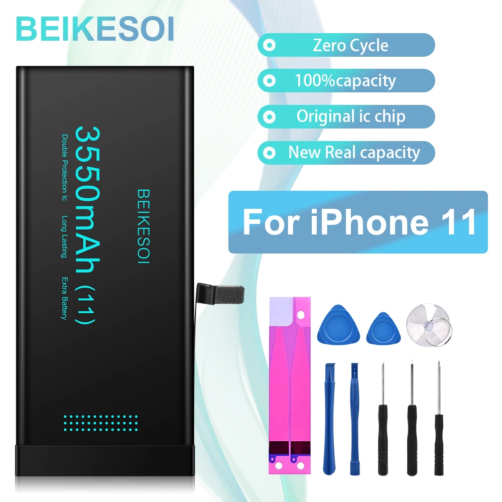 BEIKESOI Battery For iPhone 11 High capacity battery For iPhone i11 Mobile Phone Battery Long standby time with Tool