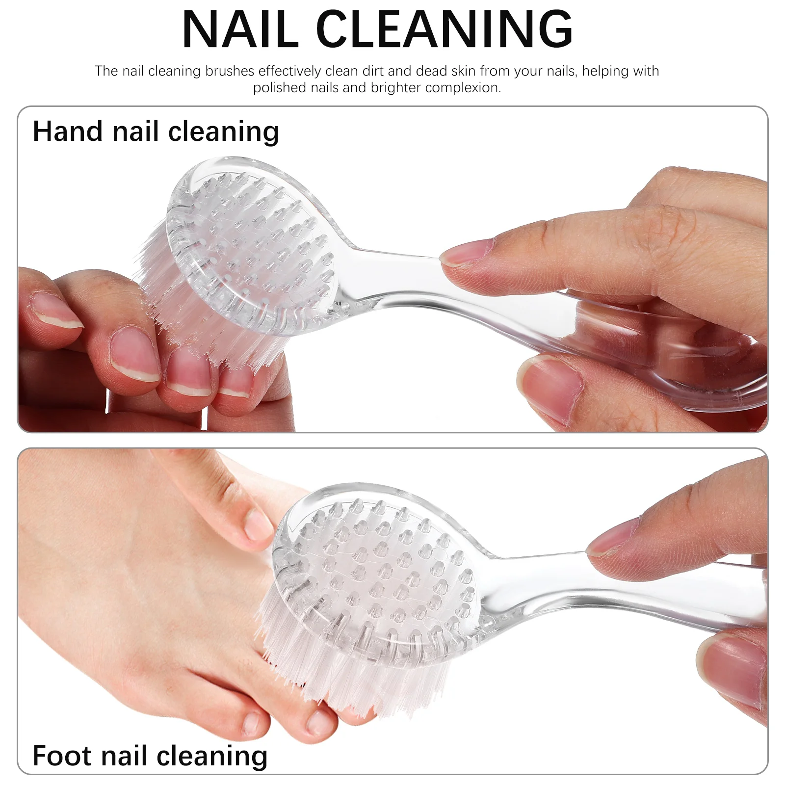 3 Pcs Cleaning Brush Exfoliating Hand Grip Nail Fingernail Scrub with Handle Toenail for Manicure