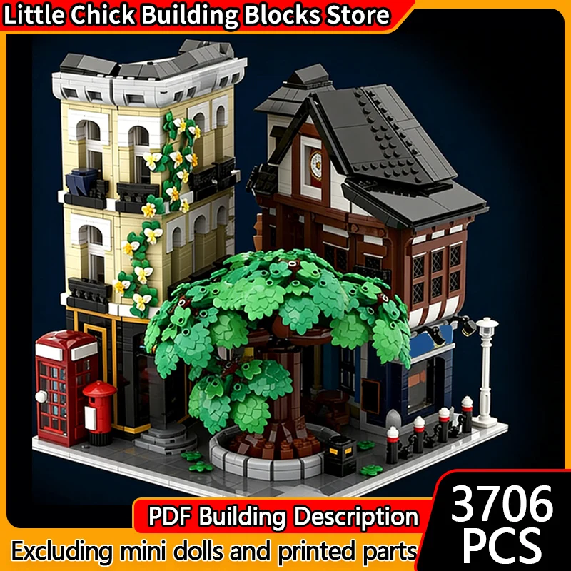 

City Street View Model MOC Building Bricks Town Corner Stores Modular Technology Children Holiday Gifts Assemble Toys Suit