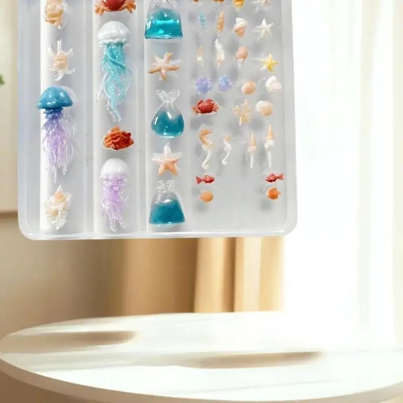 Coquilles DIY, étoile de mer, méduse Nail Art avec moule en silicone transparent ; Moule de manucure 3D Ocean Series