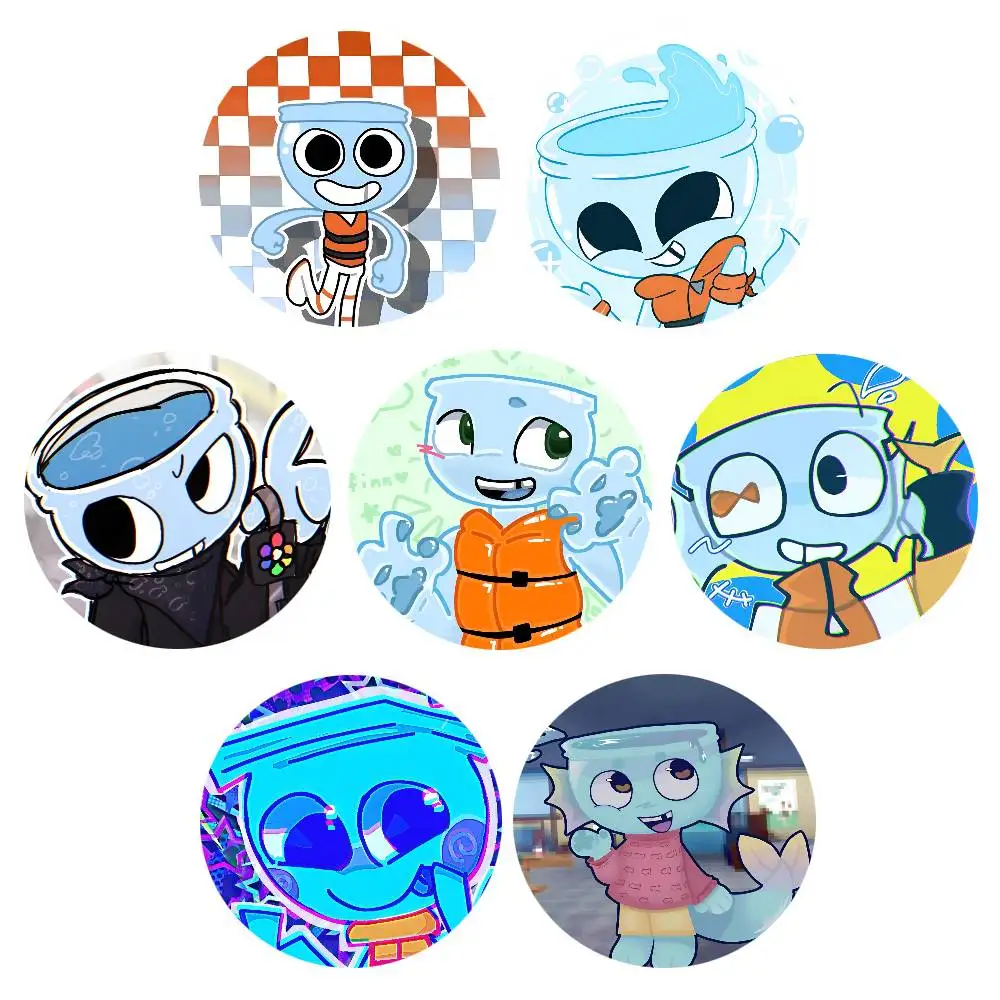 Anime Dandys World Finn Badges Round Badge Tinplate Coin Brooch Clothing Backpack Accessories Lapel Pin