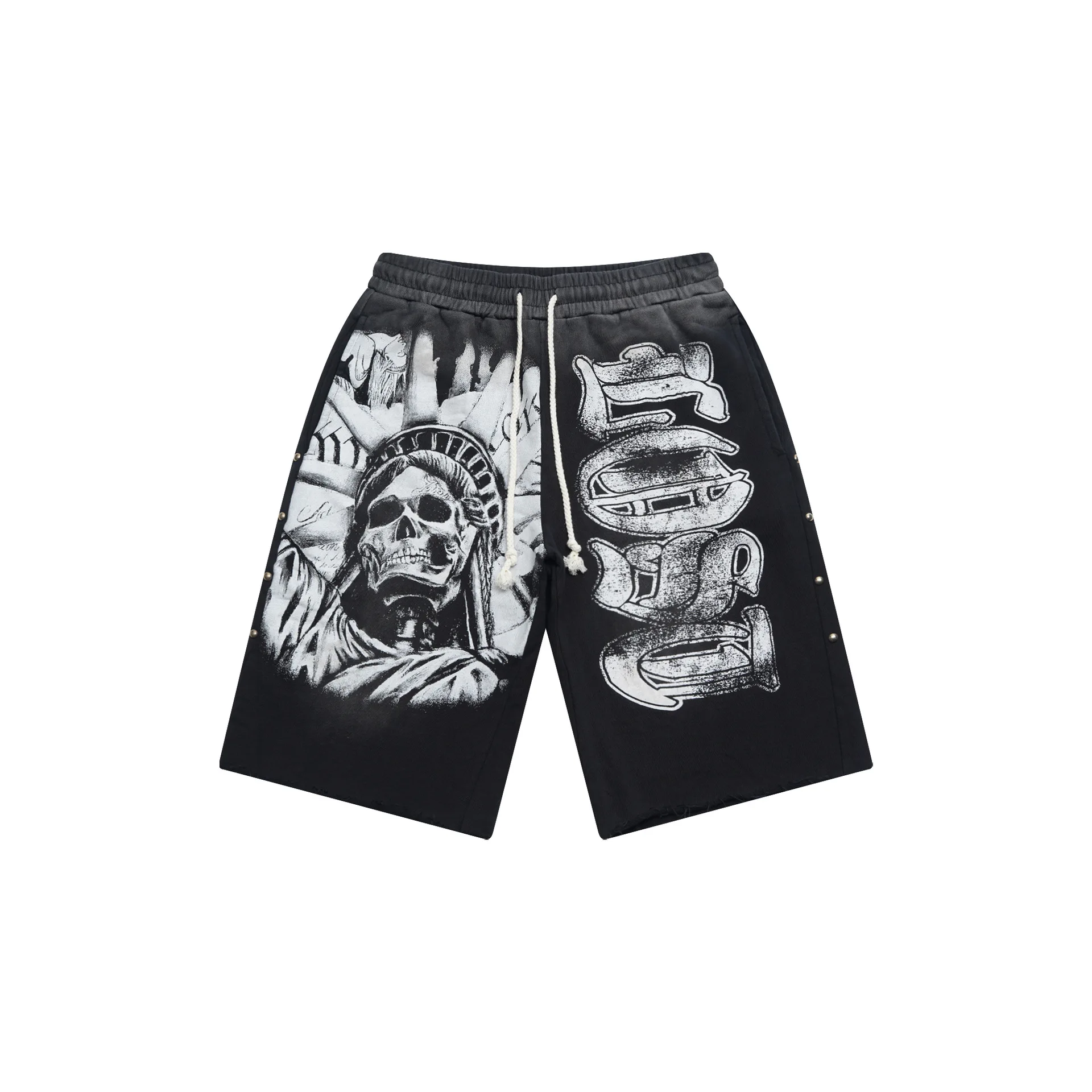 American-Style Lost Intricacy Shorts Cropped Pants Printed Distressed Vintage-Look High-Street Unisex Style