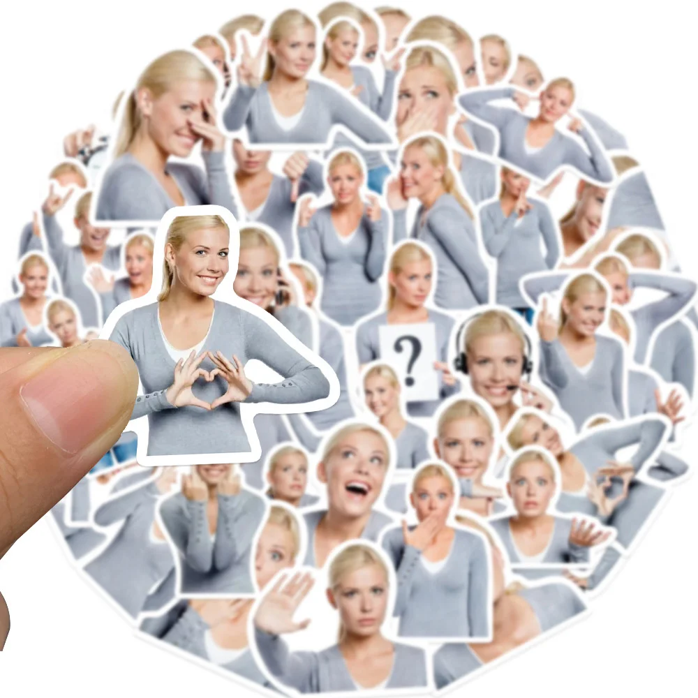 10/30/50 قطعة الشعر الأشقر النساء مضحك ميمي ملصقات الكرتون التعبير الشارات سكيت الأمتعة الهاتف الكتابة على الجدران ملصق الديكور #3