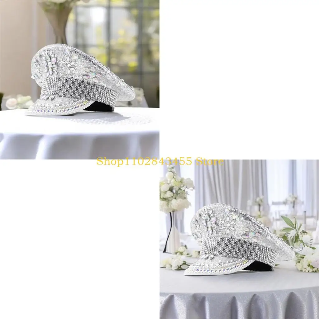 49MC Bride Hat Captain Hat Encrusted Rhinestones Heavy Duty BRIDR