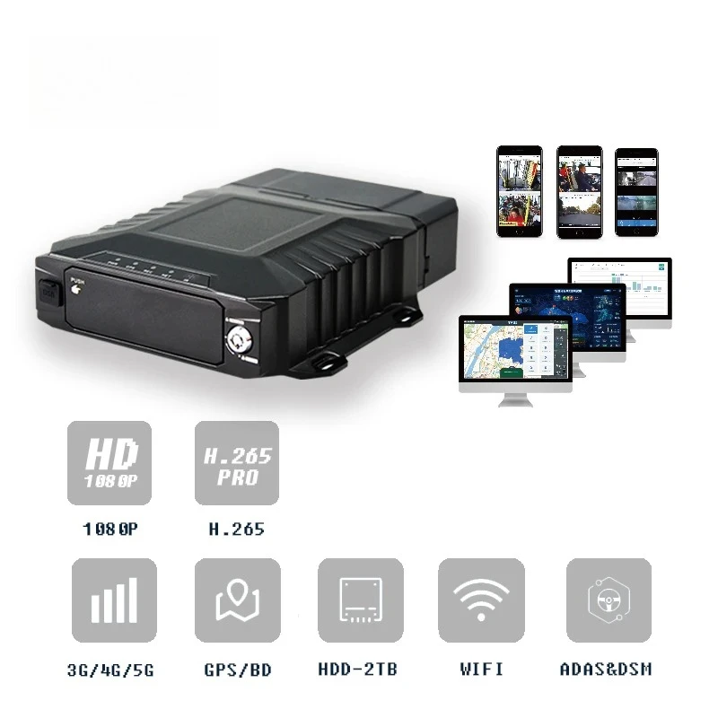 H.265 1080p Mobile Dvr Memory Card Adas Dms Mdvr 4ch 8ch 4g / Gps / Wifi 4 Cams for Vehicle