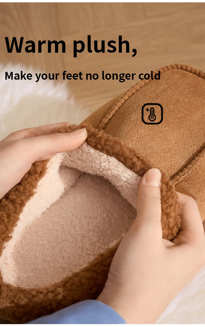 Damen Plüsch-Hausschuhe, Gemütliche Warme Fleece-Gefütterte Rutschfeste Innen-Hausschuhe, Leichte Slip-On-Schuhe für Schlafzimmer, Winter und Herbst – Detail 5