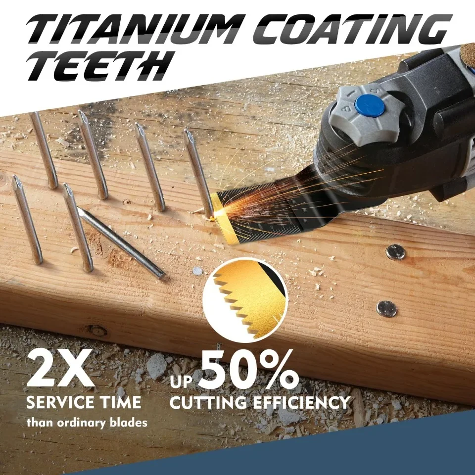 16pcs Titanium Oscillating Tool Blades Universal Multitool Blades for Metal Wood Oscillating Saw Blade Multi Tool Blades Kits