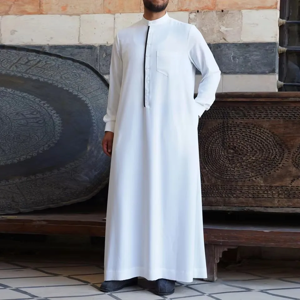 Jubba Thobe Per Uomo Abbigliamento Musulmano Islamico Moda Marocchino Arabo Saudita Dubai Omã Adulto Inverno Lungo Plus Size Caftano Casuale