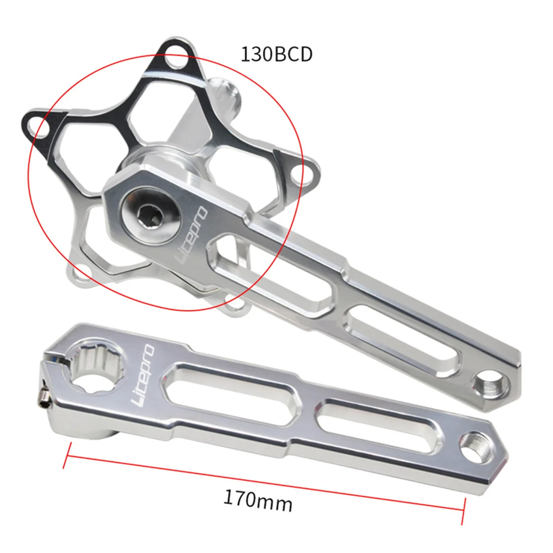 JKLapin Litepro Lightweight 130BCD Integral Hollow Stars Crank Folding Bicycle Aluminum alloy Five Claw Crank Bike Parts