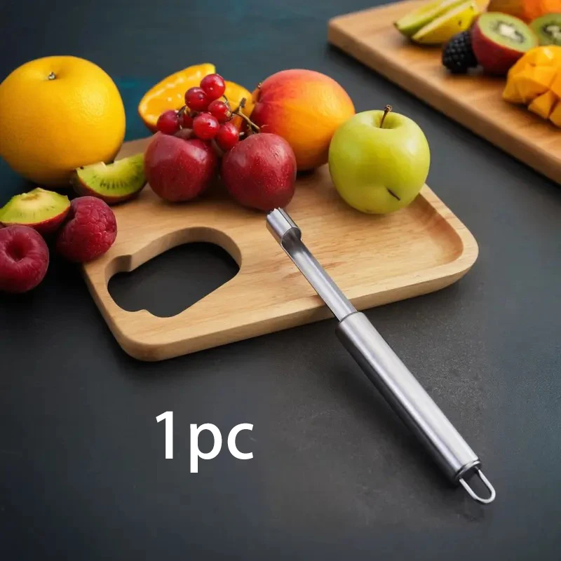 Apple Corer, 7.87 Inch Stainless Steel with Hanging Ring, Removes Core in One Push, Also for Pears, Easy to Use & Clean