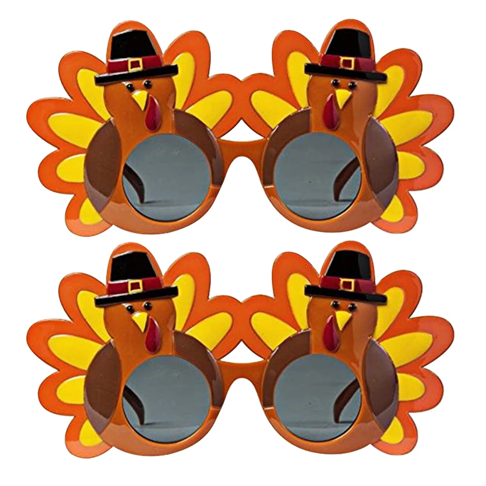 

2Pcs Turkey Design Glasses Funny Novelty Eyewear Thanksgiving Day Party Dress Supplies Turkey Design Glasses Novelty Eyeglasses