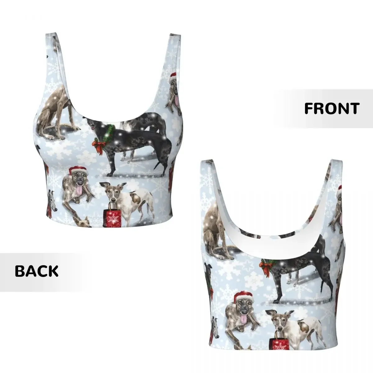 Custom The Christmas Greyhound Women Sports Vest Bras Gym Workout High Impact Yoga Crop Tank Top