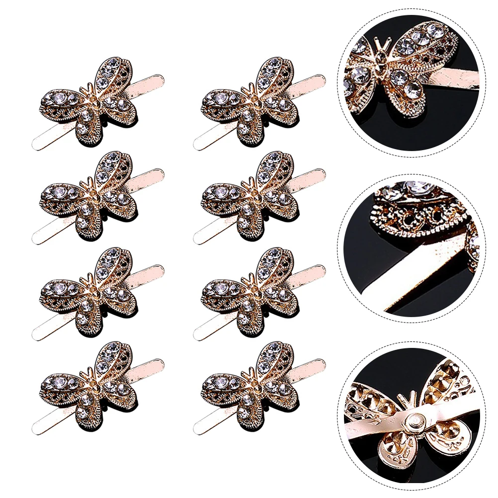 

8pcs Metal Shoe Buckle Diamond Charms Clips Alloy Rhinestones Decorative Buckles for Women Flat Shoes High Heels Sandals Boots