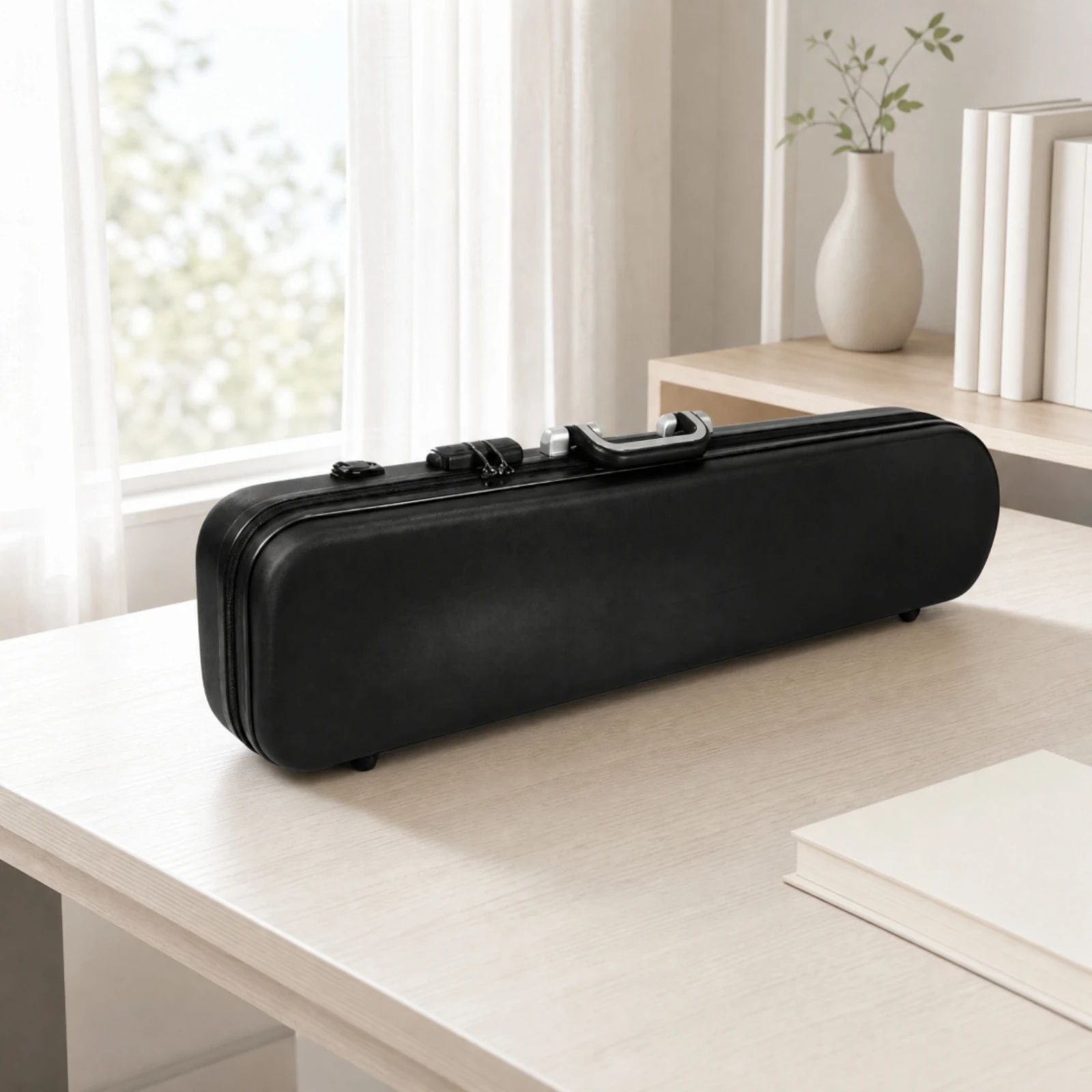 Hard-Shell Erhu Case with Metal Latches Safeguarding Waterproof Erhu Case with Hinged Lid Sturdy Portable for Musicians, Travel