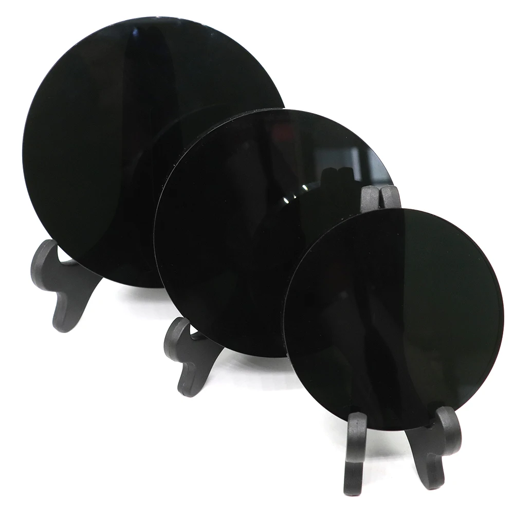 

Natural Black Obsidian Circle Disk Round Plate Fengshui Mirror Healing Crystals Stones Witchcraft Crafts Decoration With Shelf