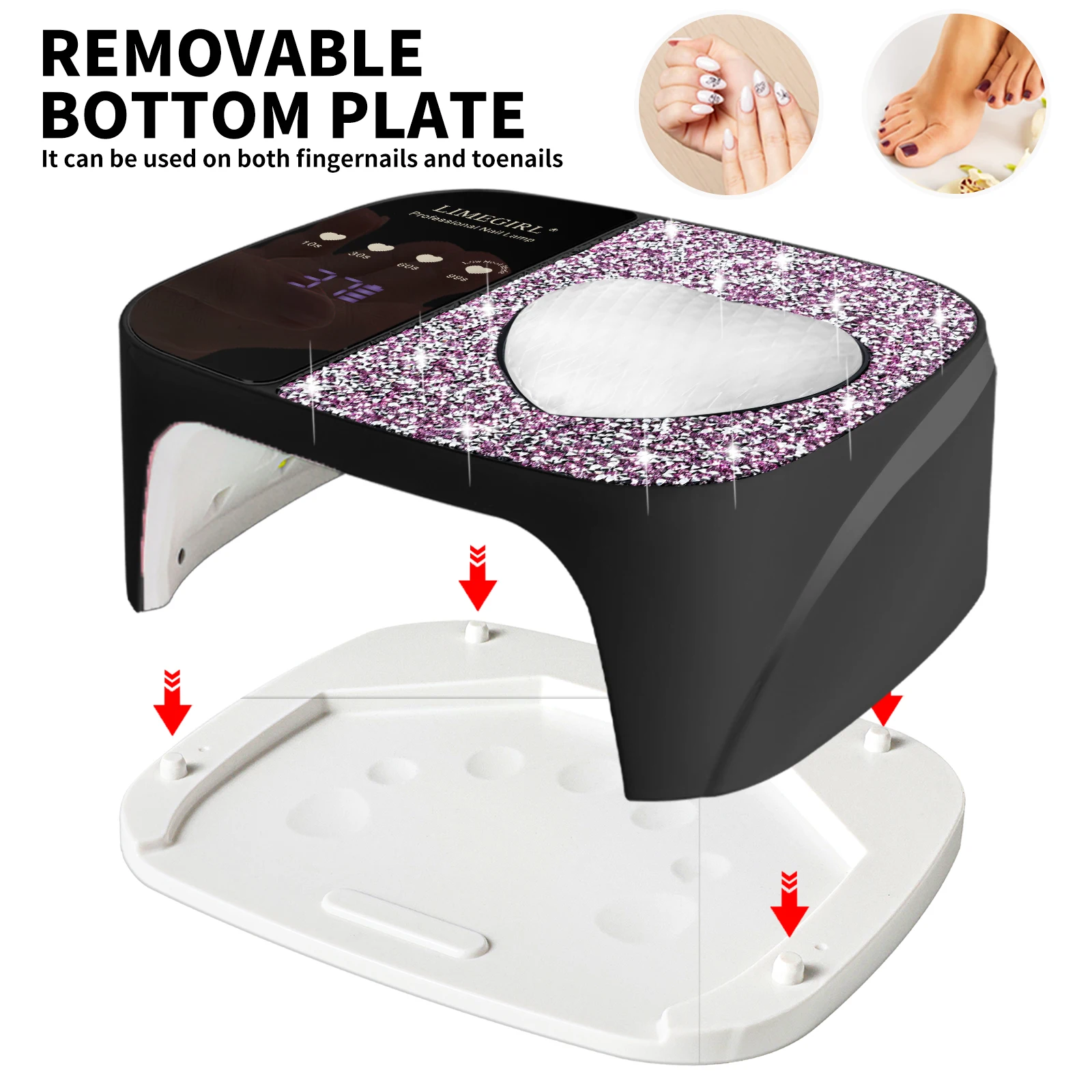 เครื่องอบเล็บยูวีแอลอีดีแบบมืออาชีพ 36 หลอดไฟแบบชาร์จได้ สำหรับอบเจลขัดเงา พร้อมตัวตั้งเวลาและเซ็นเซอร์ สำหรับร้านทำเล็บ