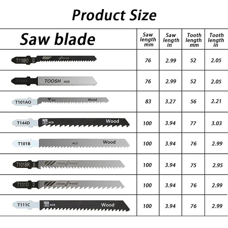 Imagem -04 - Jigsaw Serras Blade Grupo t Shank Carpintaria Jig Saw Blades para Madeira Plástica e Corte de Metal Substituir a Lâmina 40 Pcs At14