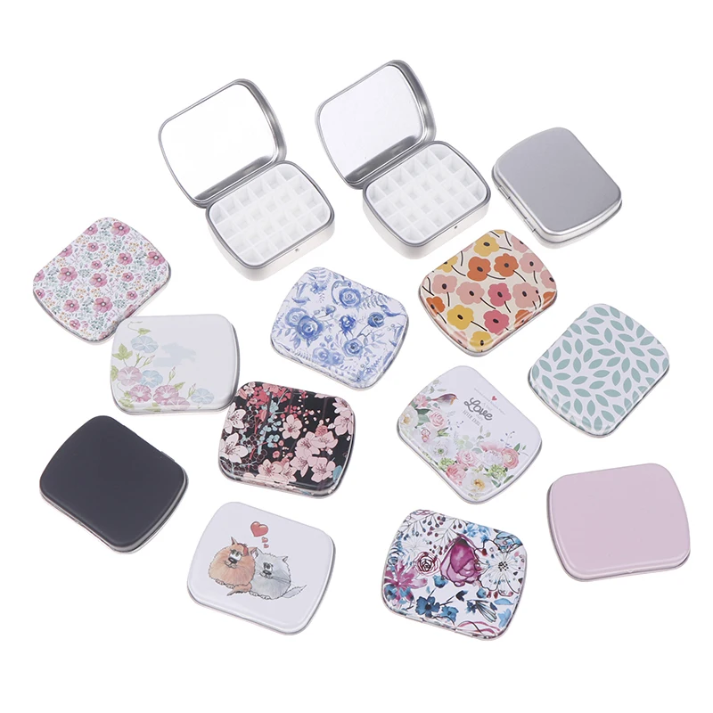 Portable Empty Watercolor Tin Box 24 Grids Mini Watercolor Paint Palette Travel Painting Paint Tray Art Supplies