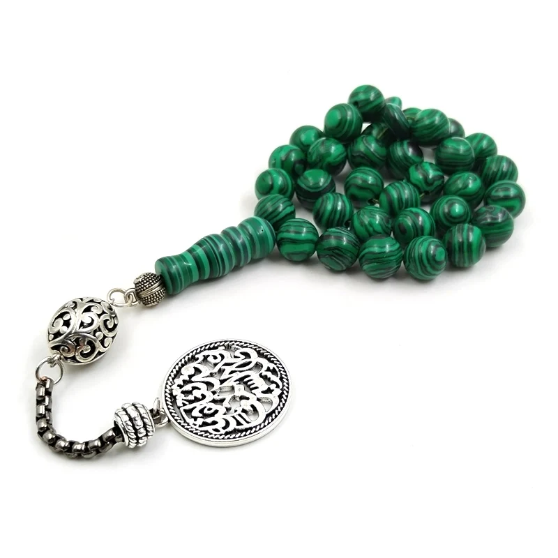 

Tasbih Green Malachite with Arwen pendant Muslim bangles Islamic prayer beads Eid Ramadan Gift Turkish jewelry bracelet Misbaha