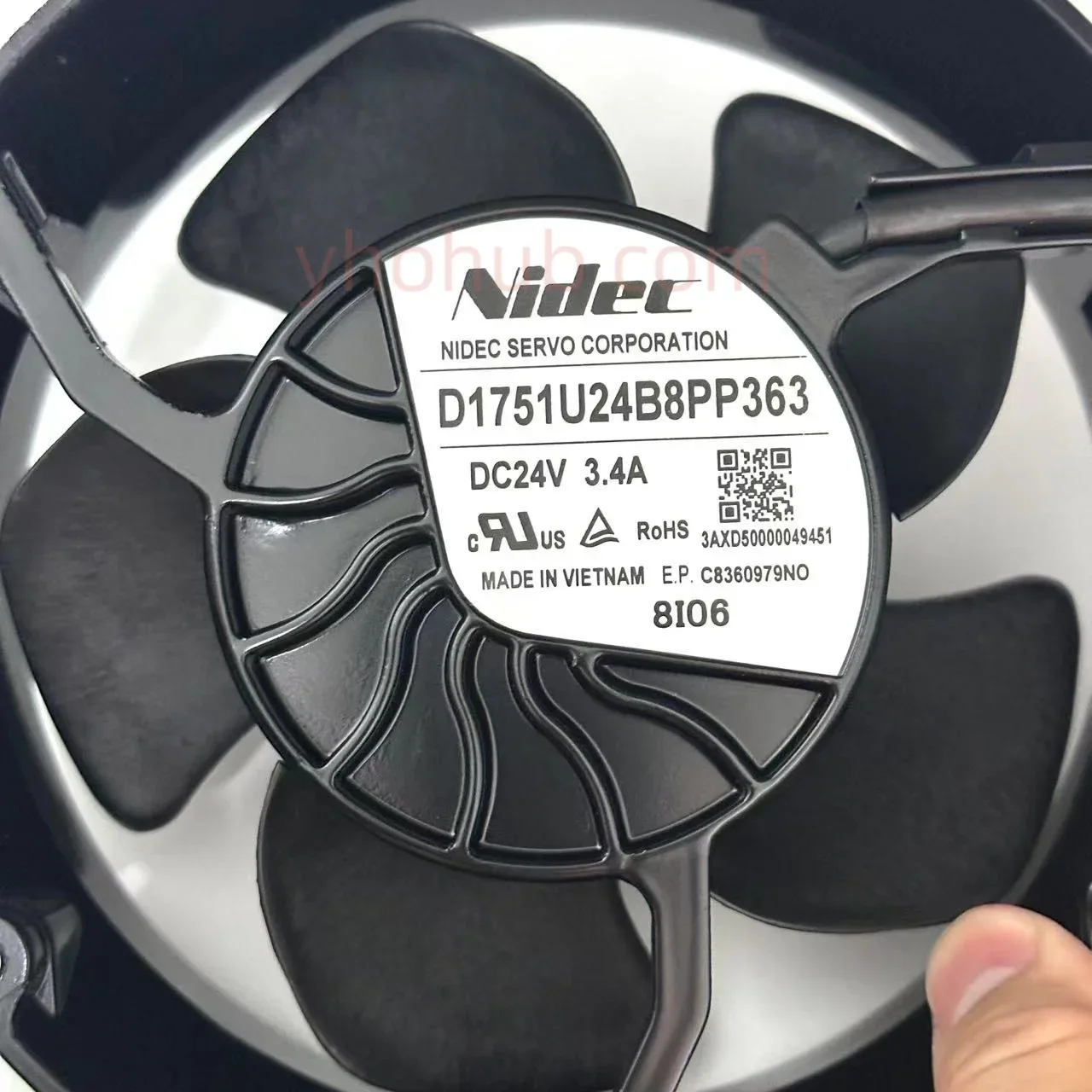 Nidec D1751U24B8PP363 DC 24V 3.4A 172x150x51mm 4-Wire Cooling Fan