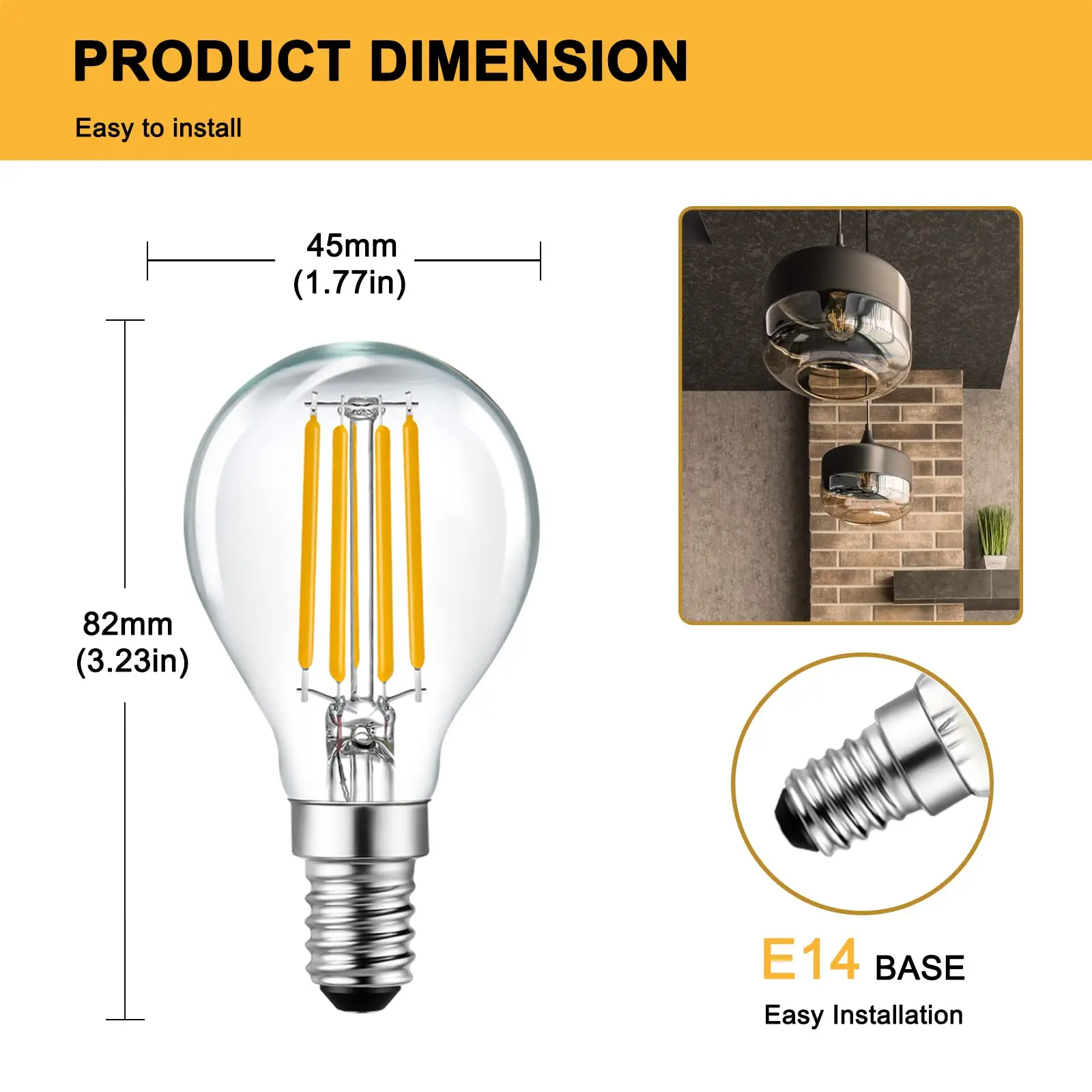 Ampoule Globe LED Rétro Edison, G45, 2W, 4W, 6W, E14, 2700K, Ampoule Filament LED Dimmable, 220V pour Jardin, Guirxiété Suspendue, Décoration