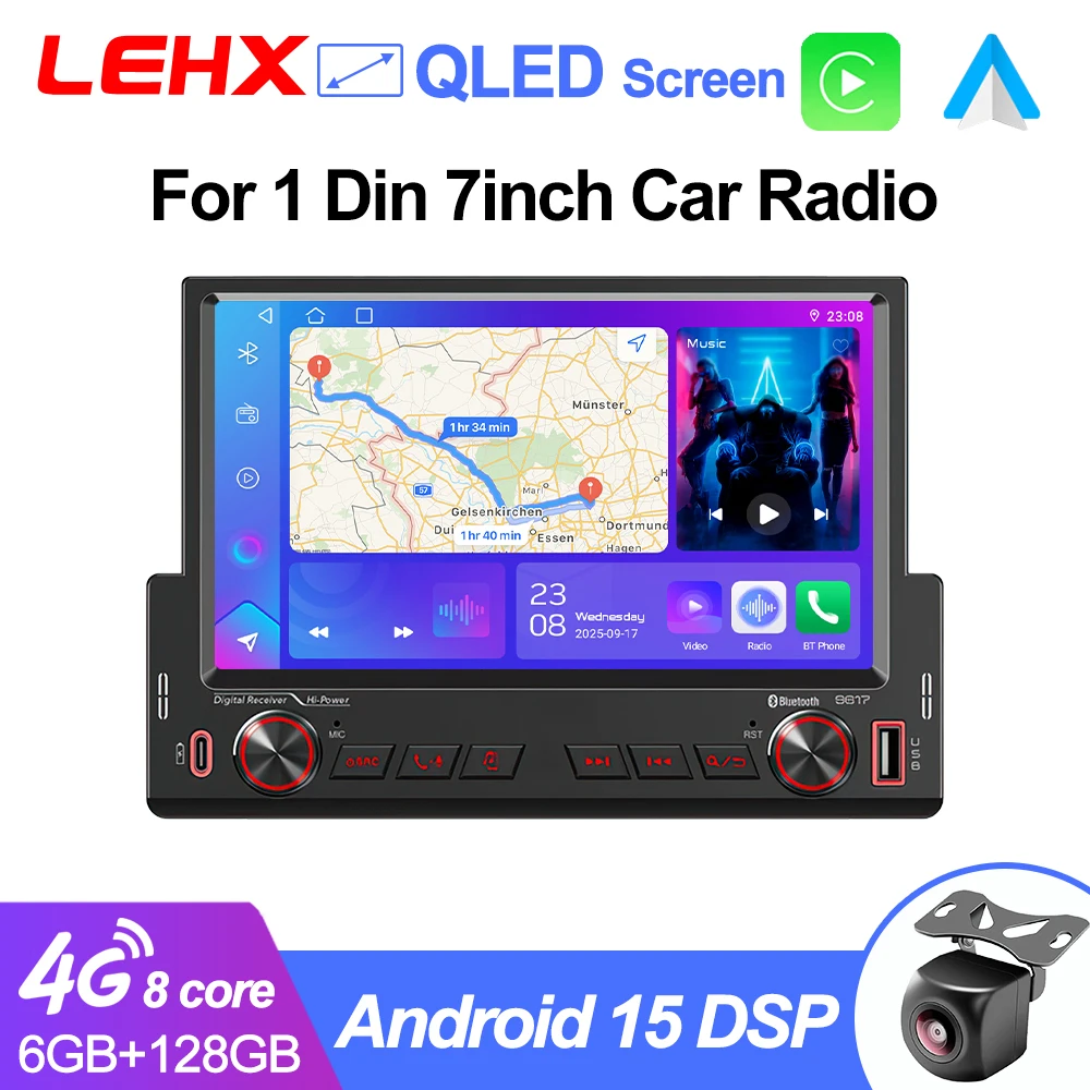 LEHX العالمي 1 الدين 7 بوصة راديو السيارة أندرويد السيارات Carplay الوسائط المتعددة لشركة هيونداي لادا تويوتا نيسان فورد VW نظام تحديد المواقع ستيريو Autoradio #1
