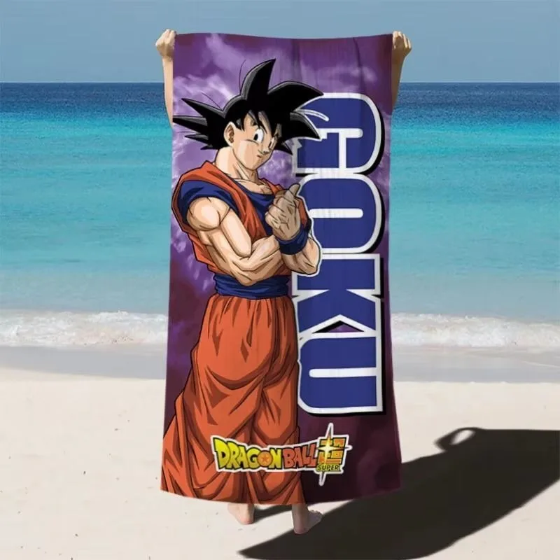 Dragon Ball Goku Meninos e Mulheres Moda Cartoon Criativo Anime Impressão Respirável Secagem Rápida Praia Natação Esportes Toalha de Banho Macia