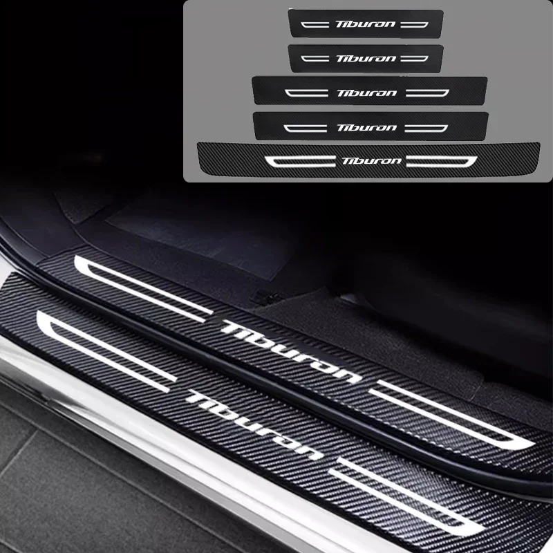For Hyundai TIBURON Logo Car Door Sill Anti-collision Strip, Sticker Anti Scratching, Trunk Threshold Decals, Protective Sticker