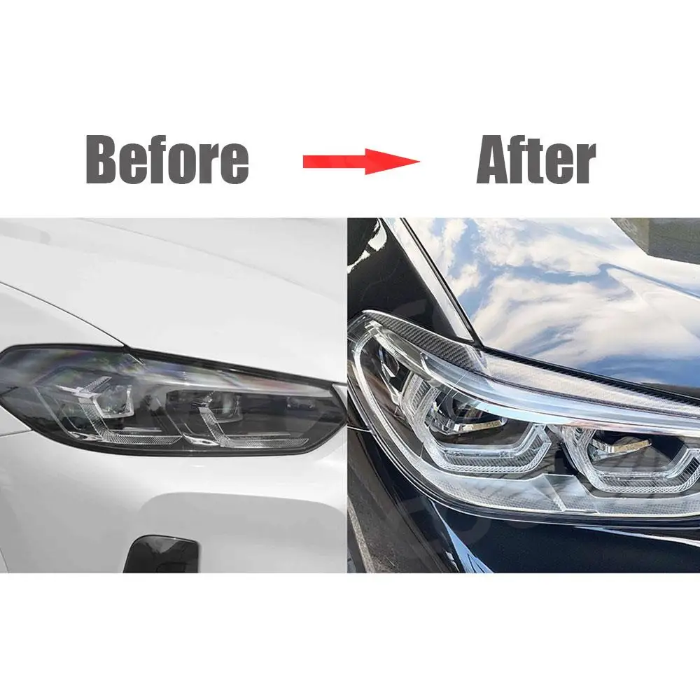 

JMCARCOOL Carbon Fiber Car Headlight Eyebrows Eyelid Lids Sticker Styling for BMW X3 G01 X4 G02 X3M X4M 2018- 2021 Accessories