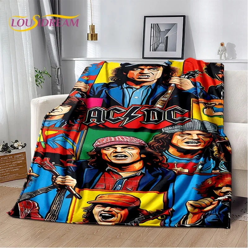 3D Retro AC/DC Rock and roll Band Music Soft Blanket,Soft Throw Blanket for Home Bedroom Bed Sofa Picnic Travel Cover Child Gift