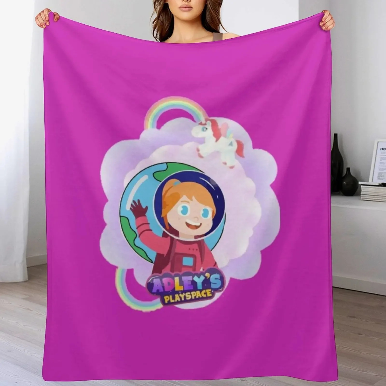 Adley's Playspace: A For Adley Coperta Con Motivo Unicorno E Arcobaleno, Morbida E Confortevole, Per Tutto L'anno, Per La Casa-image