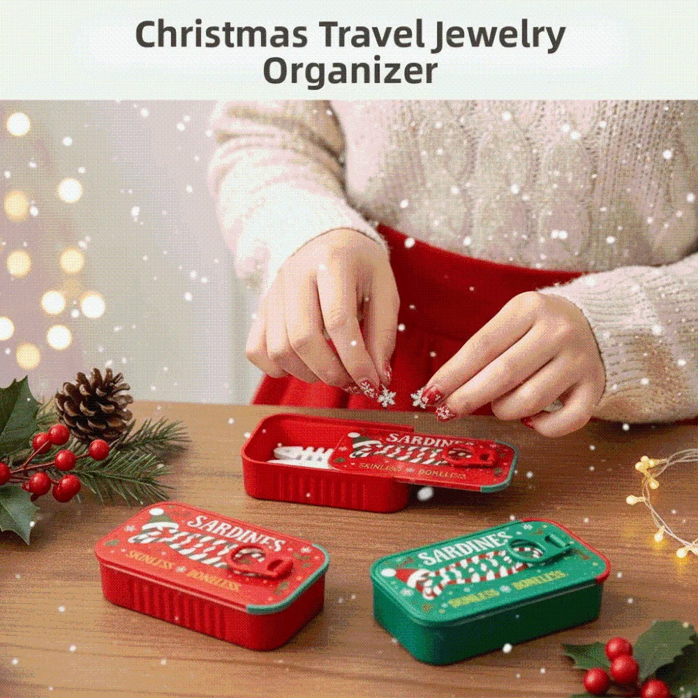PLA 3D Printed Sardine Box Portable Compact Christmas Jewelry Organizer Eco Friendly Lightweight Sliding Lid Travel Case