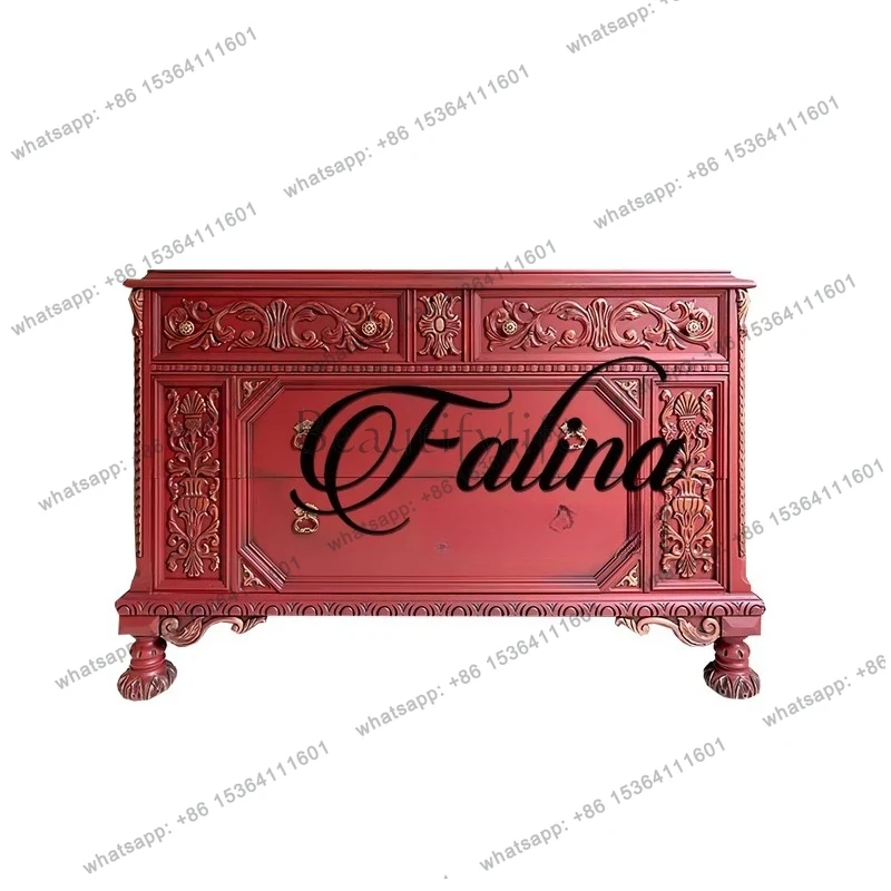 

French solid wood home locker American red drawer porch cabinet