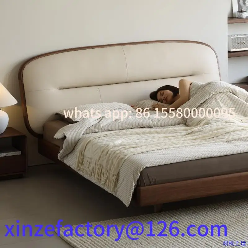 

Customized North American black walnut pure solid wood bed 1.8 double modern simplicity