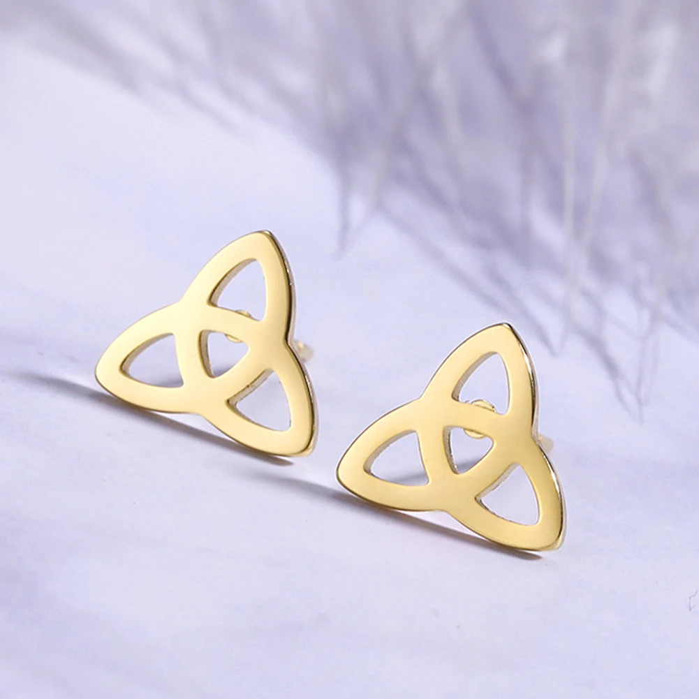 Dawapara Trinity Knot Triquetra Stud Earrings for Women Girls Stainless Steel Small Witch Knot Earrings Celtics Jewelry