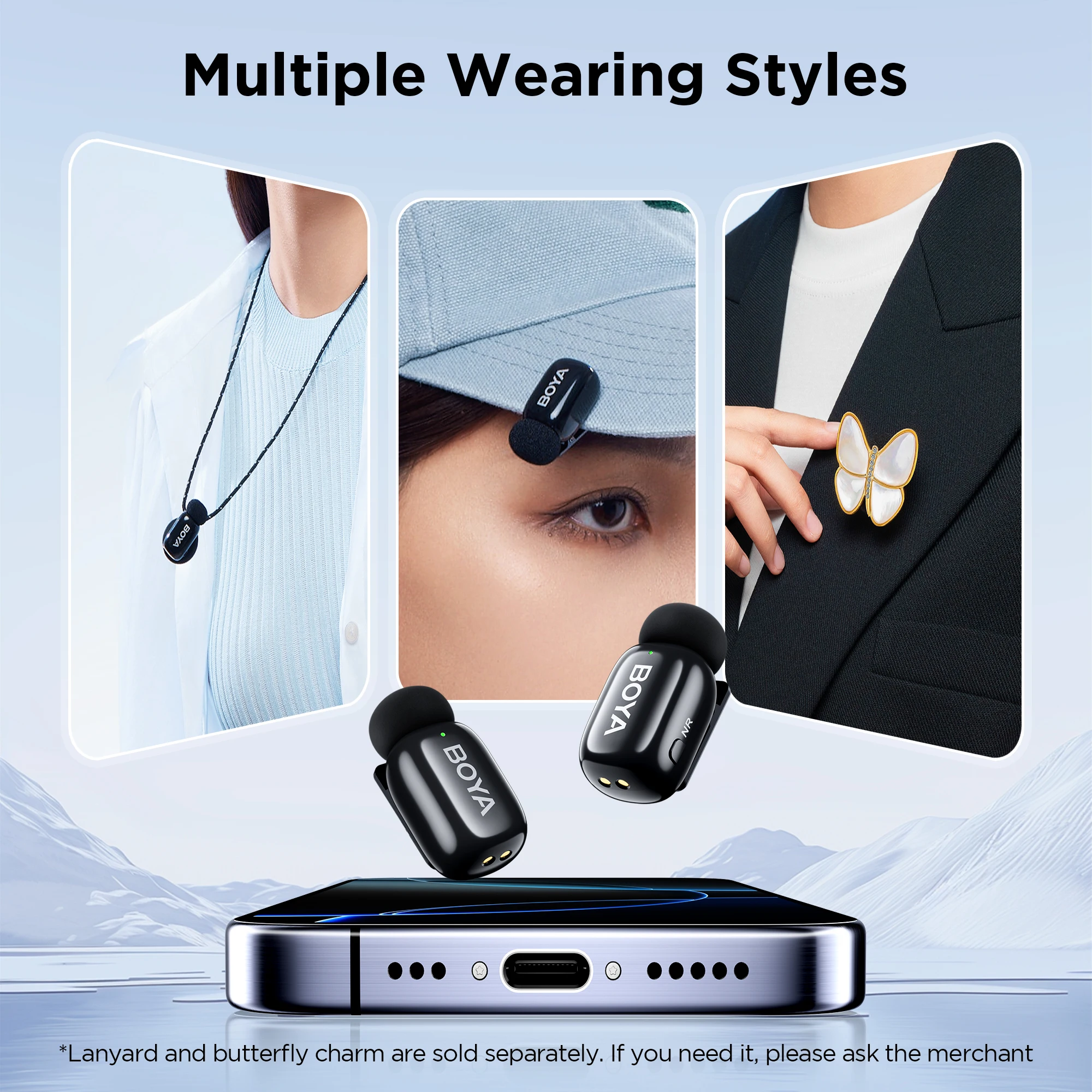 Boyamini Wireless Lavalier Microphone for iPhone Android Smartphone PC Computer , Vlogging TikTok YouTube Content Creators