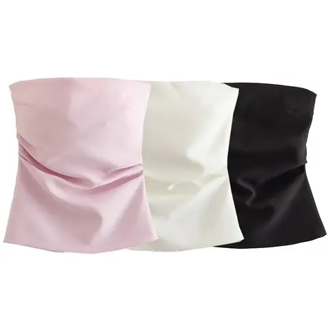 MUJER 2025 Women Tube Top White Black Off Shoulder Crop Top Female Pink Sleeveless Backless Sexy Tops Woman Fashion Corset Tops