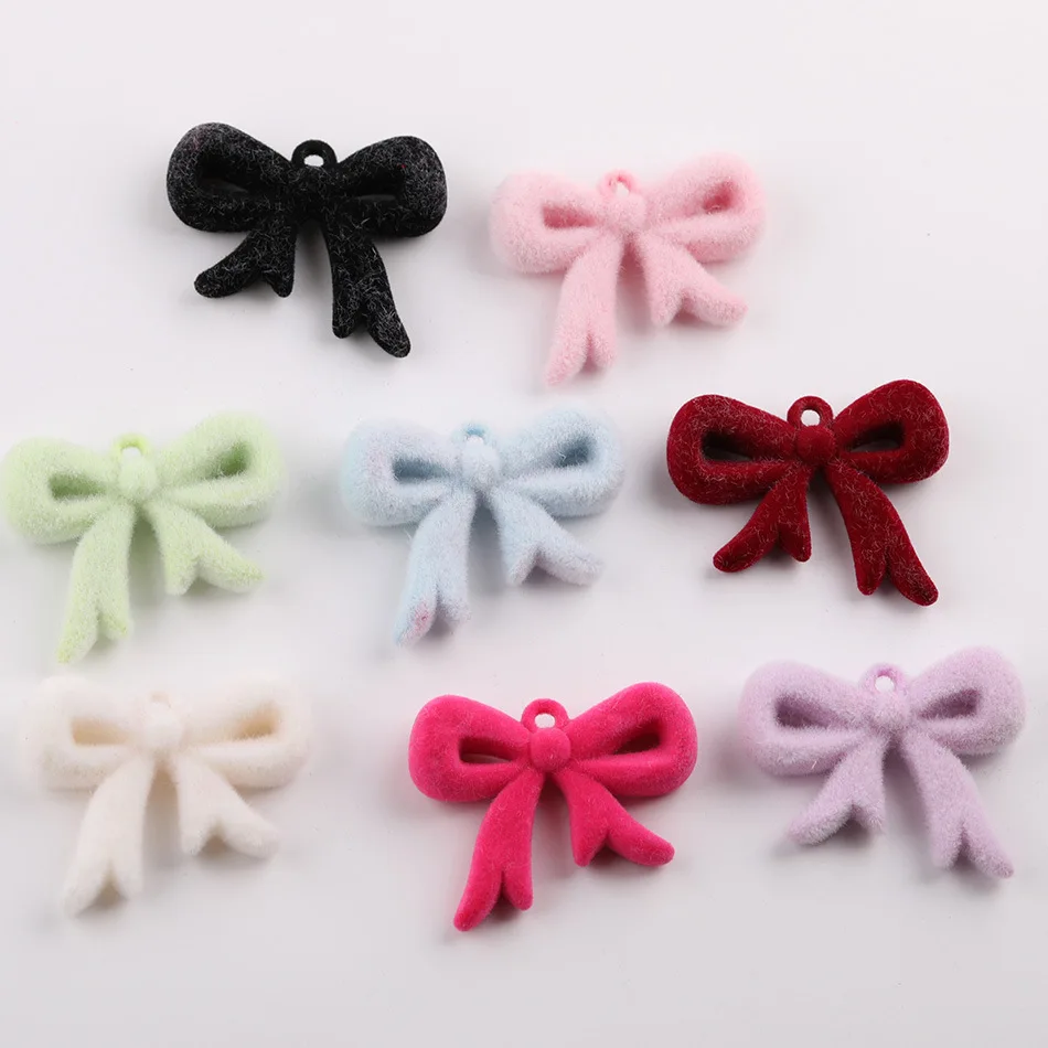 

9Pcs High-End Flocked Bow Tie Pendant DIY Handmade Phone Chain Accessories Small Materials