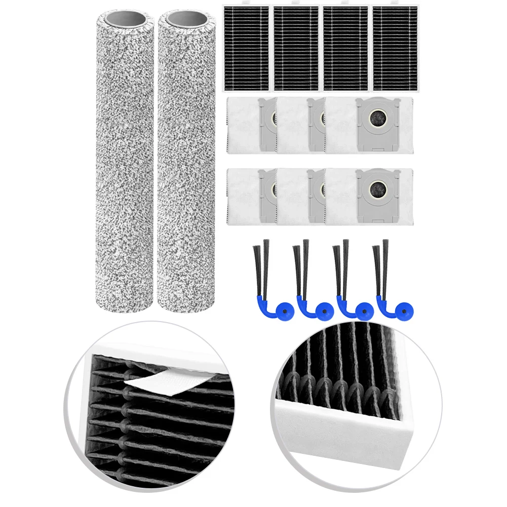 

Комплект сменных запчастей для пылесоса Deeboot T90 Pro, совместимый с Omni: 2 роликовые насадки, 4 фильтра, 6 мешков для пыли, 4 боковые щетки