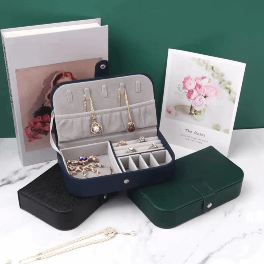 Portable Travel Jewelry Organizer Box Earring PU Leather Jewelry Storage Case Container Multi-functional