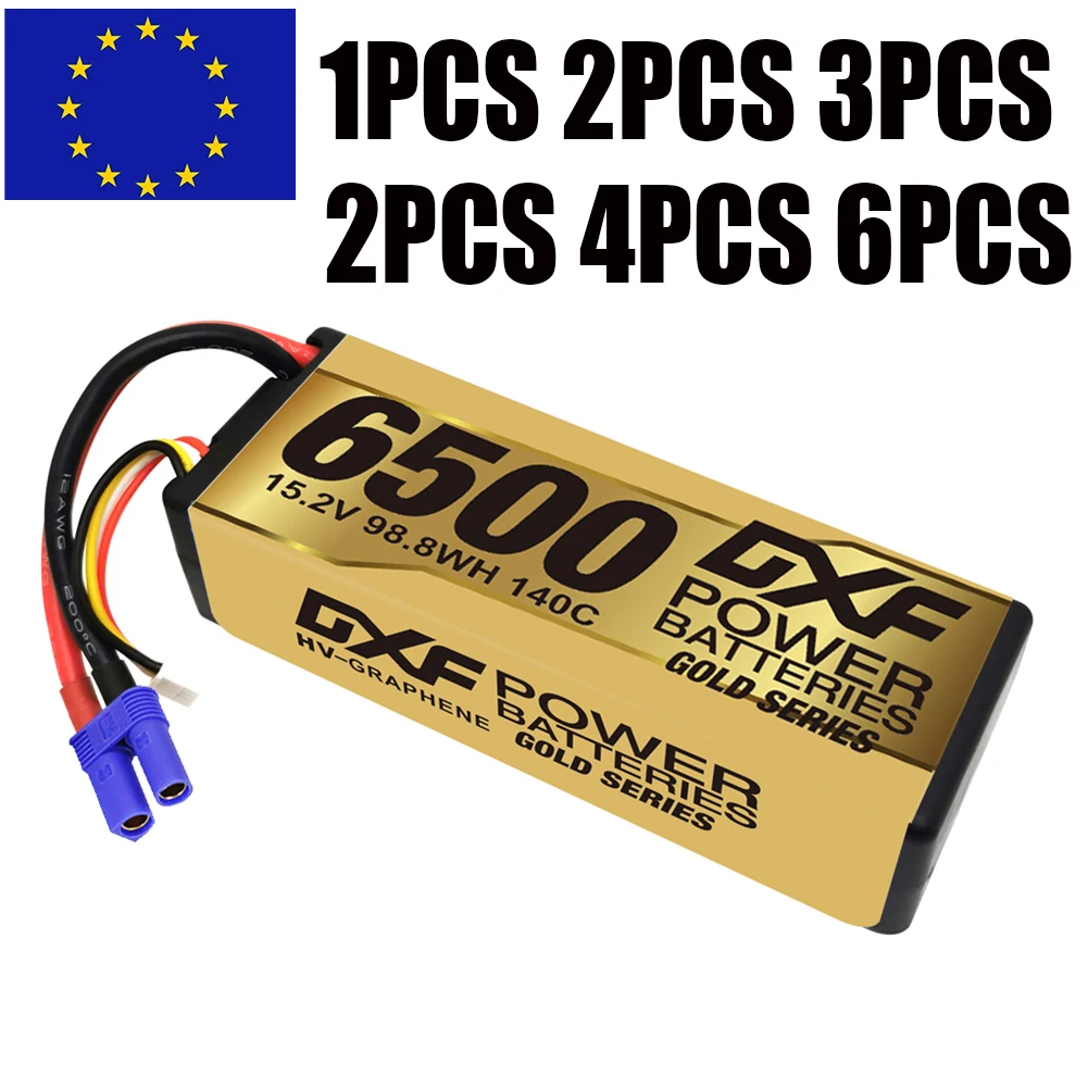 (EU) DXF 4S Lipo Battery 15.2V 140C 6500mAh EC5 Plug Hardcase LCG For 1/8 Buggy Graphene Truggy Offroad Car Boat Truck RACING