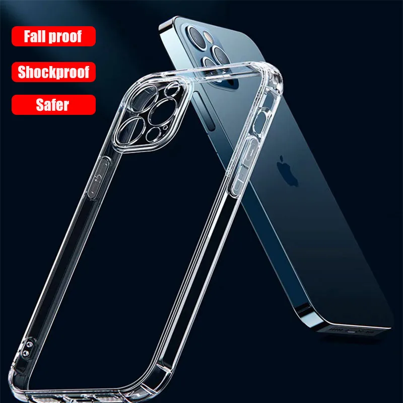 

Shockproof Silicone Transparent Phone Case For iPhone14 15 11 12 13Pro Max Lens Protection Back Case For IPhone X Xs XR 7 8 Plus