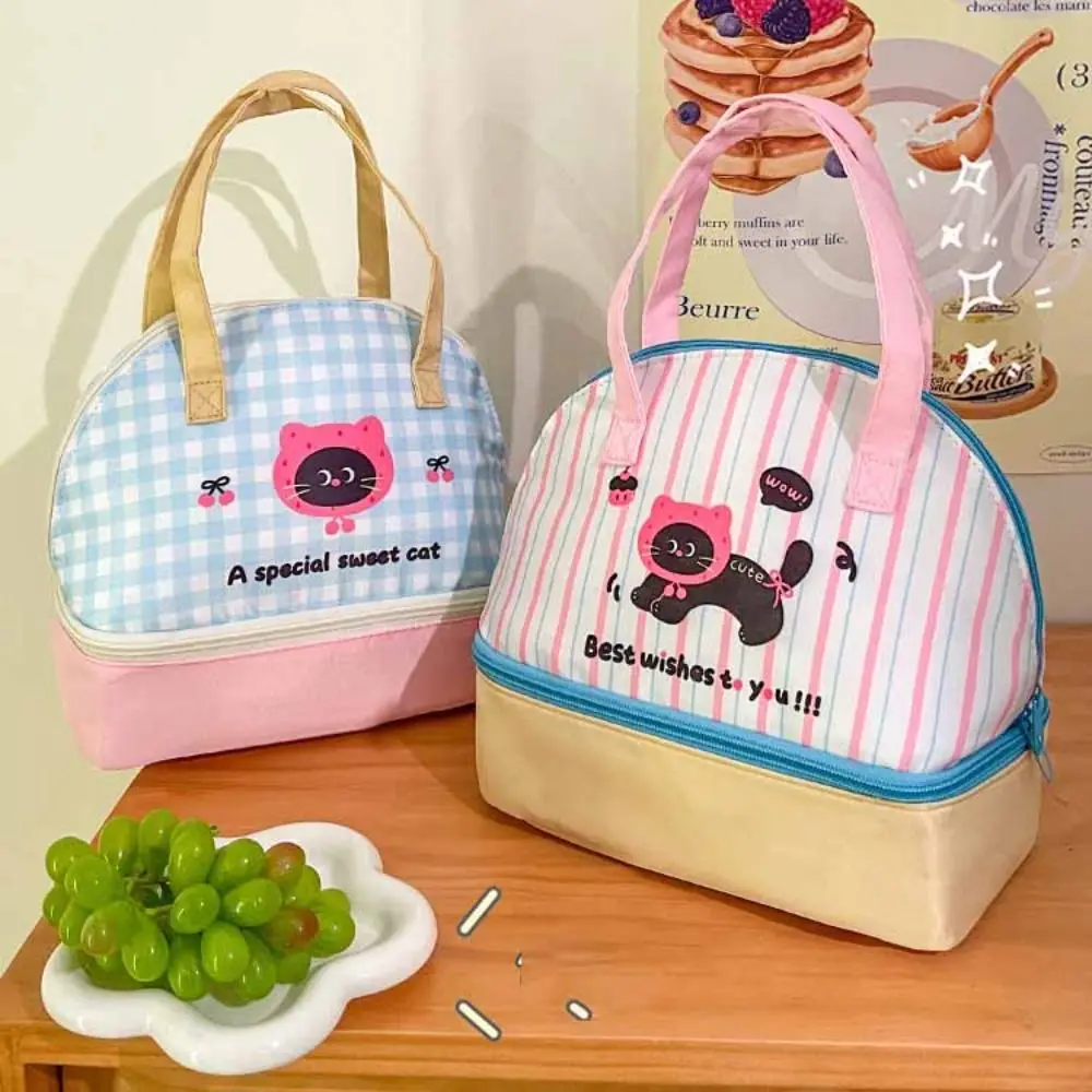 Сумка для обеда с мультяшным котом, большая вместительная изолированная сумка-тоут, сумка в корейском стиле, ручная сумка, модный дизайн, маленькая большая сумка