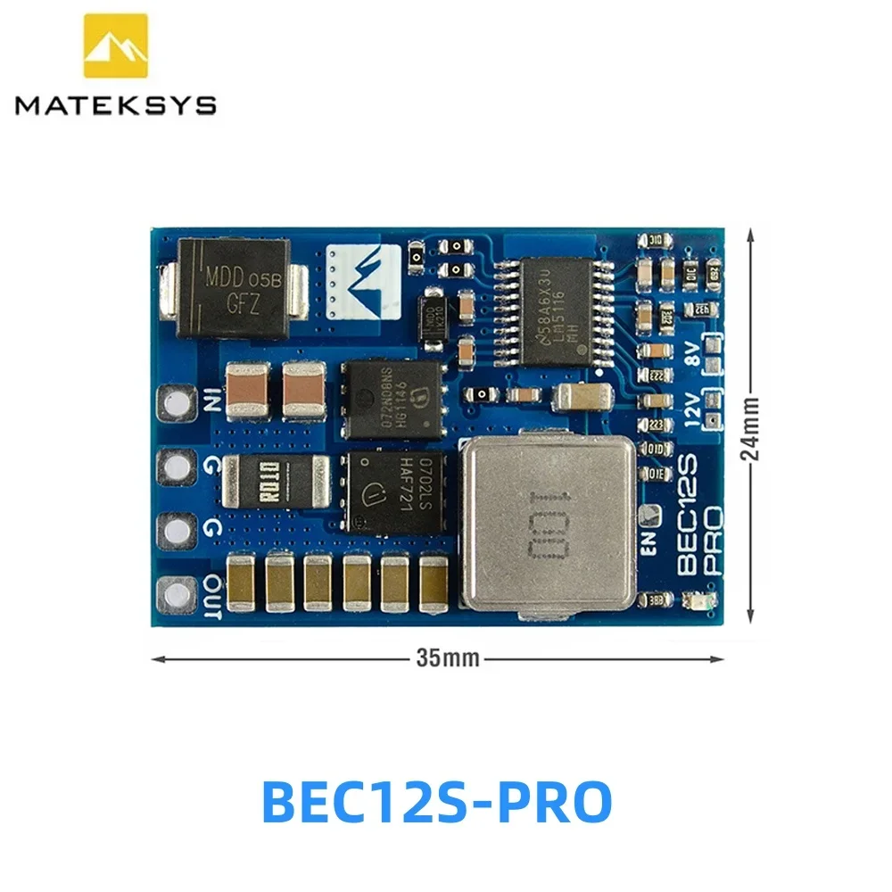 MATEK BEC12S-PRO 9-55V a 5V/8V/12V-5A regulador de voltaje BEC módulo de potencia protección contra sobrecorriente autorecuperación para Dron RC FPV