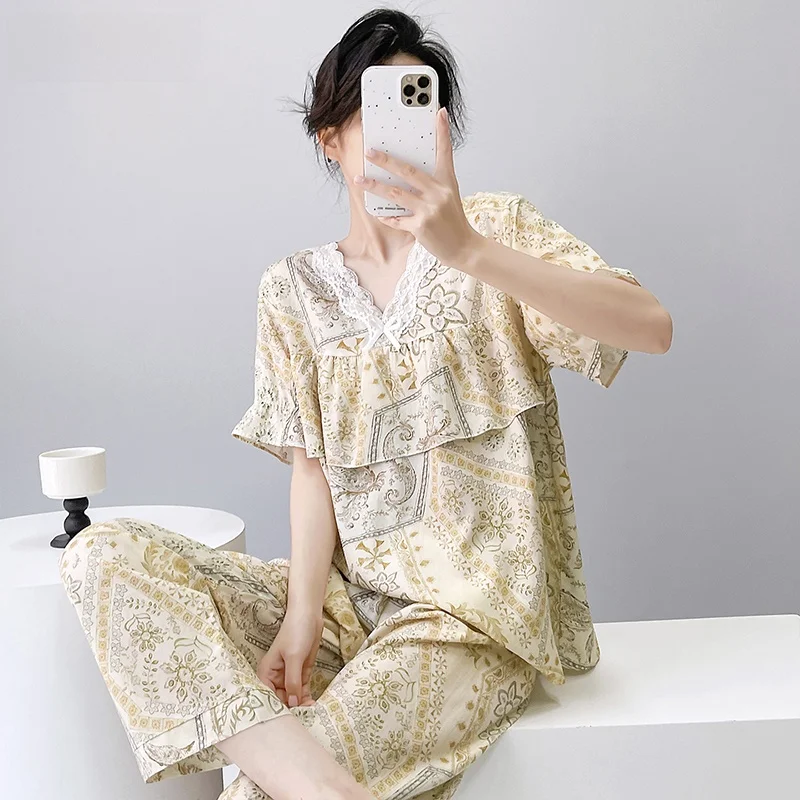 zaipove-women's-cotton-silk-sleepwear-set-short-sleeve-long-pants-home-clothes-summer-size-large-outwear-comfortable-v-neck