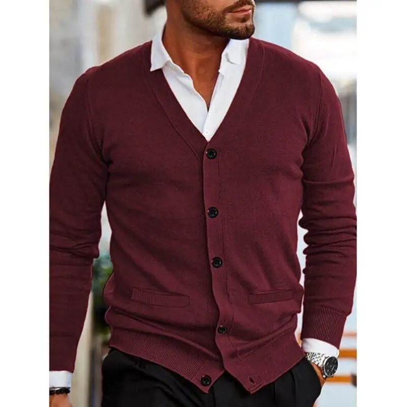 

Мужской вязаный свитер, винтажный воротник, пуговицы, игла, Ciwalk Coolmax, волокнистый воротник, длина девять светов, зимний сарафан