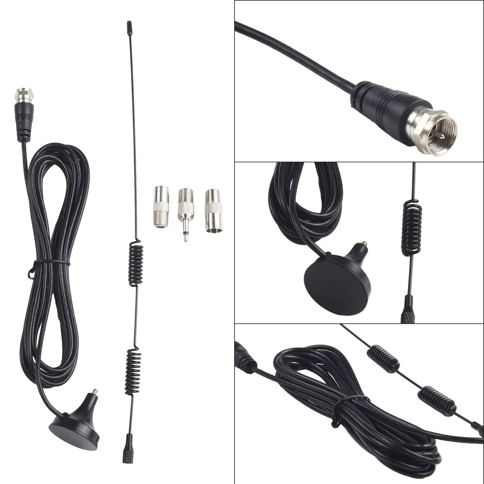 Car Signal Booster Antenna Car Roof Mast Whip Stereo Radio Fm/Am Signal Antenna Magnetic Base Roof Radio Car Accessory